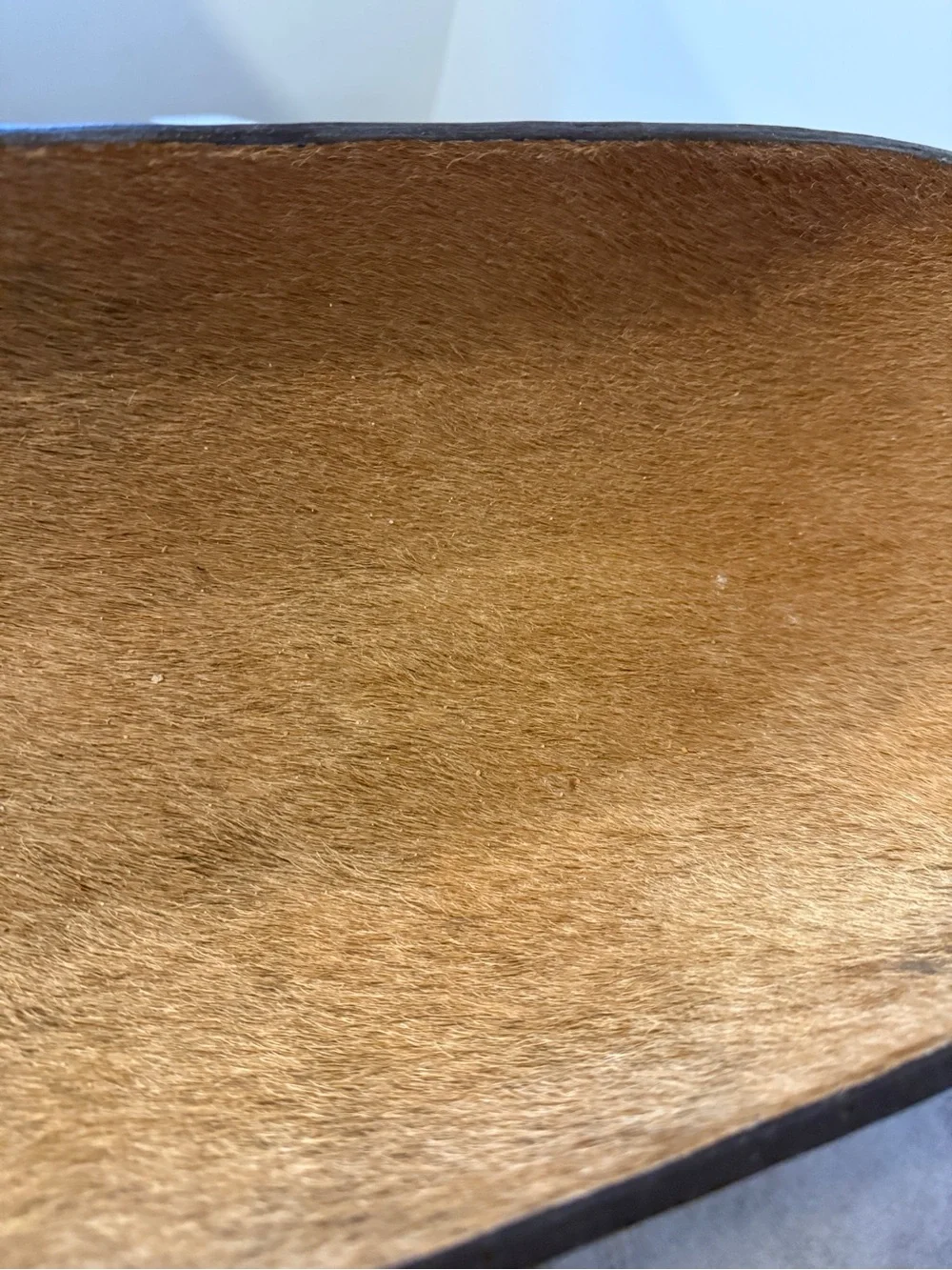 Large Leather & Hair-on-Hide Decorative Trough Bowl 22” Rustic Western Decor